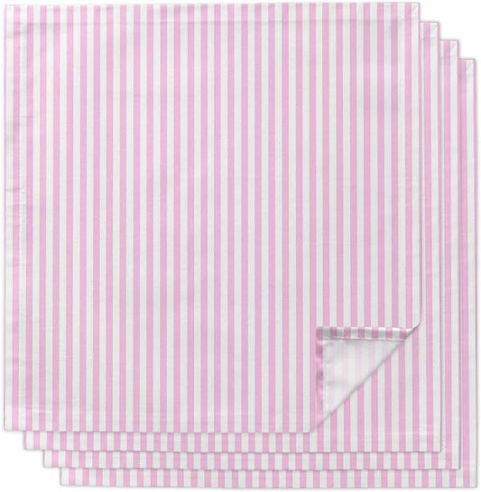 Pink White Stripe Cloth Napkins Set of 4, Holiday Napkins for Baby Shower, Modern Minimalist Geometric Striped Washable Reusable Dinner Napkin for Cocktail Wedding Party, 20 x 20 Inch