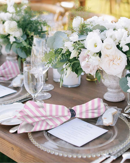 Pink White Stripe Cloth Napkins Set of 4, Holiday Napkins for Baby Shower, Modern Minimalist Geometric Striped Washable Reusable Dinner Napkin for Cocktail Wedding Party, 20 x 20 Inch