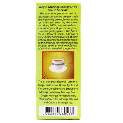 Moringa Peach Ginger Tea 28 tea bags (Keto, Detox, Paleo, Vitamin & Minerals, Vegan, Gluten-Free, Non-GMO, Herbal, Caffeine-Free)