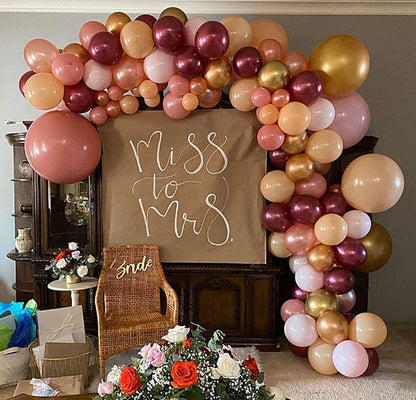 Dusty Pink and Orange Balloons, 131 pcs Matte Balloons, Pack of Cream Peach Balloon, Blush Balloons, Macaron Pink Balloons, Orange Balloons and Chrome Gold Balloons for Girls Birthday