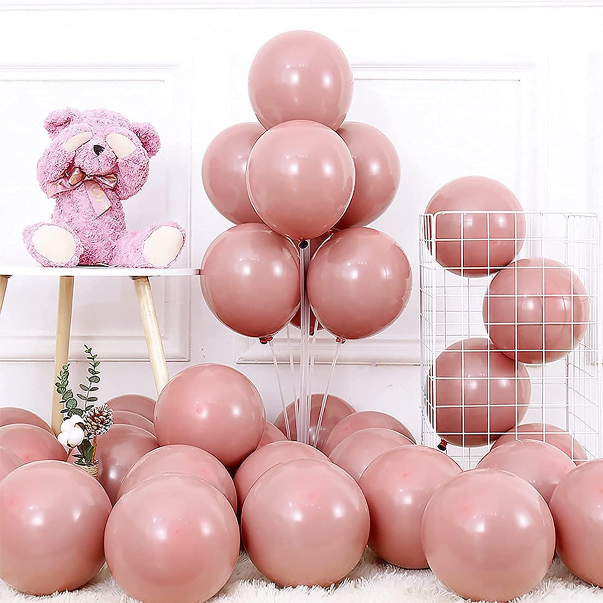 Dusty Pink and Orange Balloons, 131 pcs Matte Balloons, Pack of Cream Peach Balloon, Blush Balloons, Macaron Pink Balloons, Orange Balloons and Chrome Gold Balloons for Girls Birthday