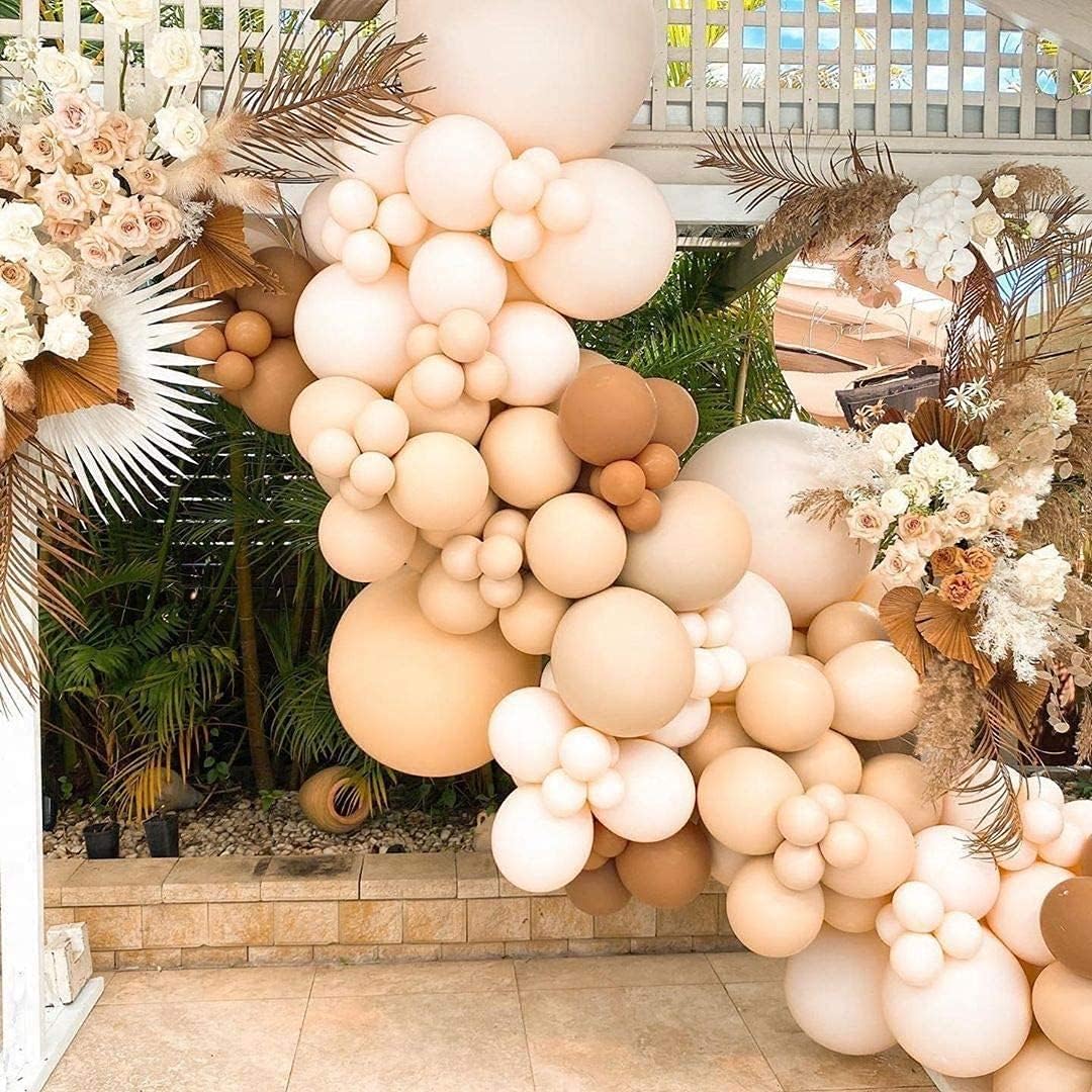Dusty Pink and Orange Balloons, 131 pcs Matte Balloons, Pack of Cream Peach Balloon, Blush Balloons, Macaron Pink Balloons, Orange Balloons and Chrome Gold Balloons for Girls Birthday