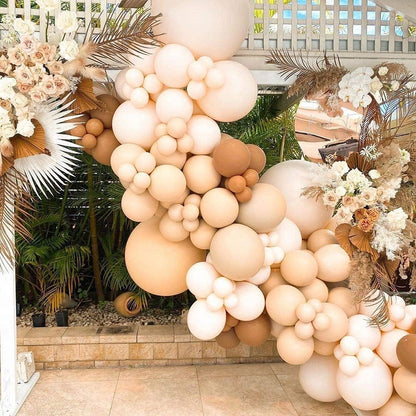 Dusty Pink and Orange Balloons, 131 pcs Matte Balloons, Pack of Cream Peach Balloon, Blush Balloons, Macaron Pink Balloons, Orange Balloons and Chrome Gold Balloons for Girls Birthday