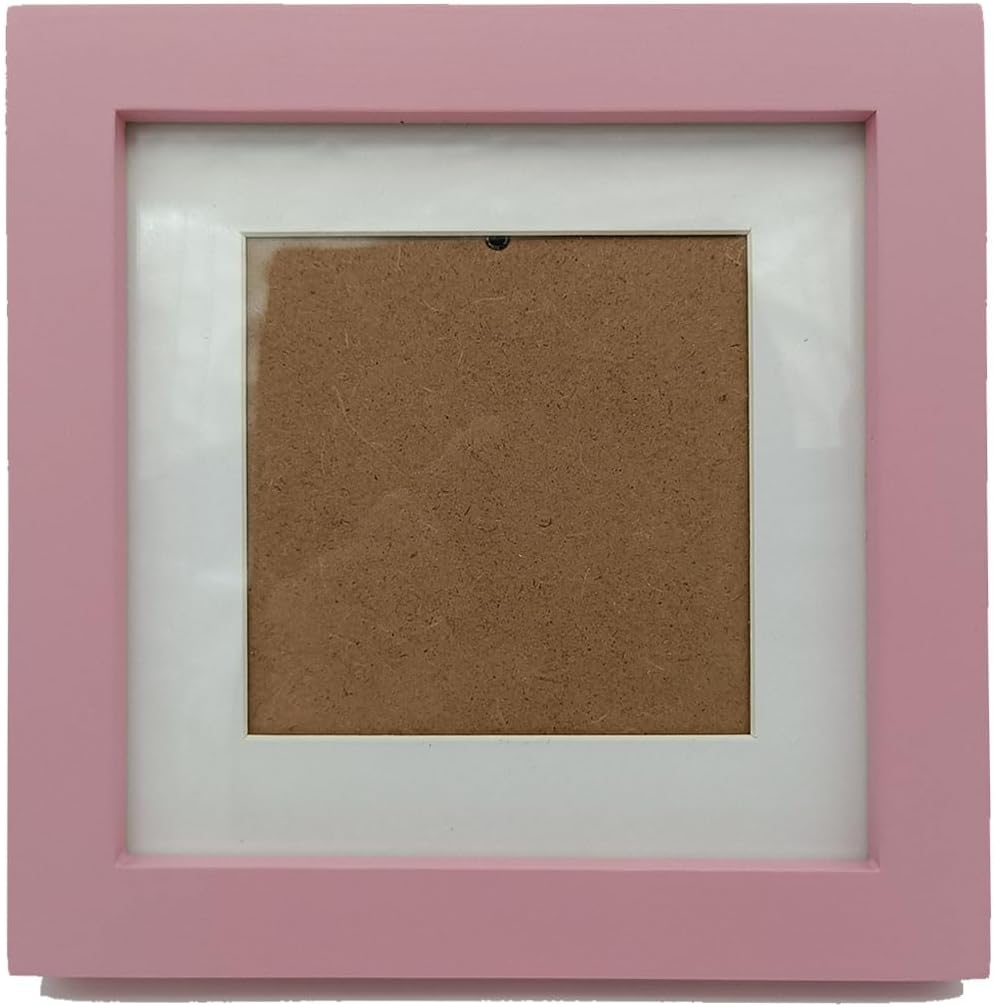 6x6 Picture Frame Wood with Mat 4x4 Opening. Tempered Glass Panel, Sturdy and not Easily Broken.Solid Wood Pink Color Frame.Wall and Table.