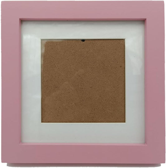 6x6 Picture Frame Wood with Mat 4x4 Opening. Tempered Glass Panel, Sturdy and not Easily Broken.Solid Wood Pink Color Frame.Wall and Table.