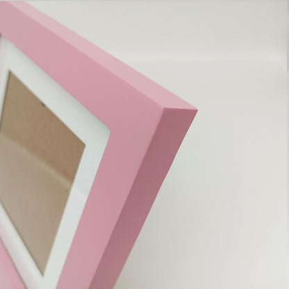 6x6 Picture Frame Wood with Mat 4x4 Opening. Tempered Glass Panel, Sturdy and not Easily Broken.Solid Wood Pink Color Frame.Wall and Table.