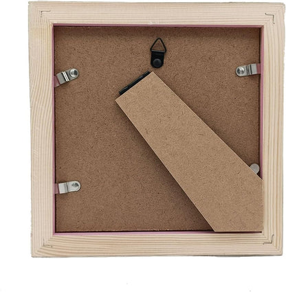 6x6 Picture Frame Wood with Mat 4x4 Opening. Tempered Glass Panel, Sturdy and not Easily Broken.Solid Wood Pink Color Frame.Wall and Table.