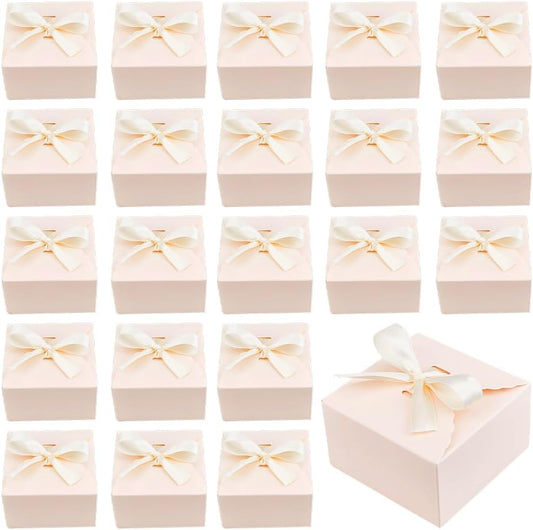 30pcs Pink Gift Boxes Candy Box Foldable Paper Box Small Gift Packaging Boxes with Ribbon for Candy Cookie Cupcake Proposal Wedding Gifts, 3.5x3.5x2 inch