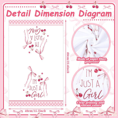 6 Pieces Pink Coquette Kitchen Dish Towel Bow Cherry Aesthetic Hand Towels Set for Kitchen Bathroom Decoration Preppy Novelty Pink Gifts for Women