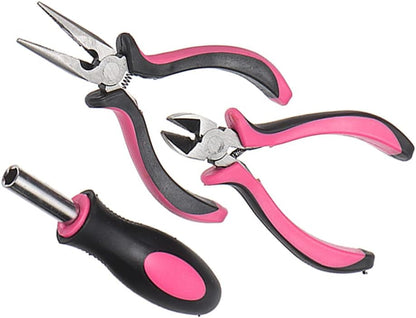 23 Pcs Ladies Pink Tool Kit, Screwdriver Household Tool, Pink Multi-function Repairing Tool Kit, Plier Screw Tape Measure Tool