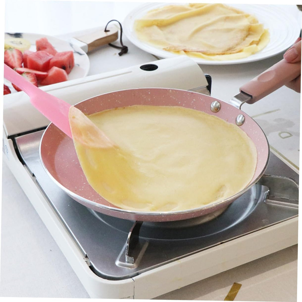 Aluminum 8-inch Non-stick Frying Pan for Omelette and Pancake, Pink Coating, Lightweight Kitchen Gadget for Home and Restaurant Cooking