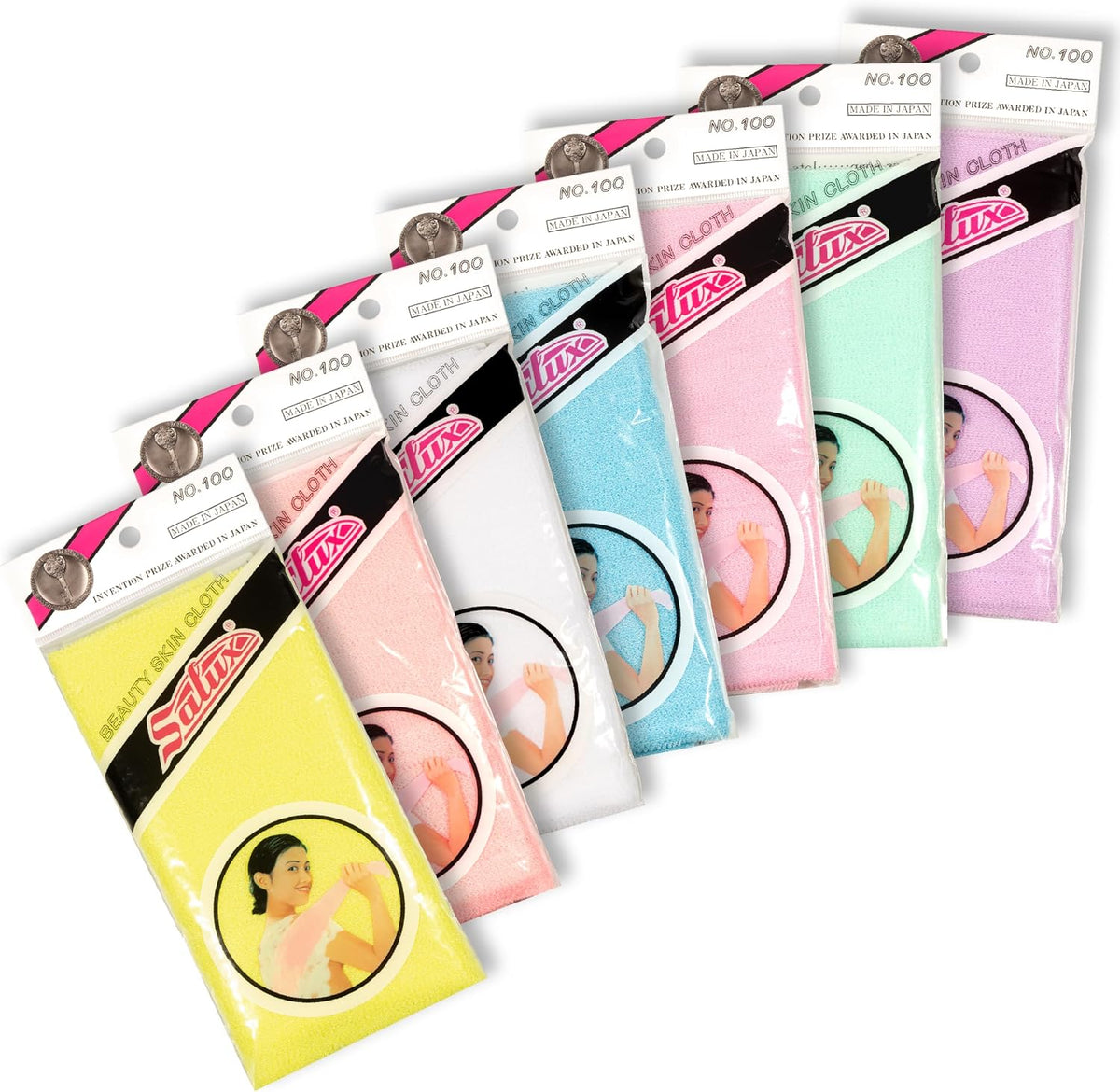 Bath Towel Pink Yellow Peach Blue White Purple Green Count 7 Pack