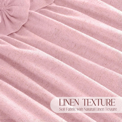 Ruffle Farmhouse Linen Shower Curtain with Vintage Pink Linen 72" W x 72" H
