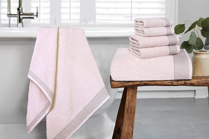 100% Cotton Ultra Soft 6 Pack Towel Set, Contains 2 Bath Towels 28x55 inchs, 2 Hand Towels 16x24 inchs & 2 Washcloths 12x12 inchs, Compact Lightweight & Highly Absorbant - Pink