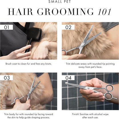 Tweezerman 7" Pet Grooming Scissors with Safety Round Tips, Professional Curved Grooming Shears for Dogs and Cats