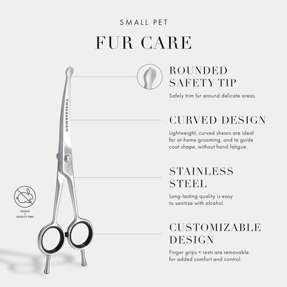 Tweezerman 7" Pet Grooming Scissors with Safety Round Tips, Professional Curved Grooming Shears for Dogs and Cats