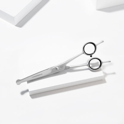 Tweezerman 7" Pet Grooming Scissors with Safety Round Tips, Professional Curved Grooming Shears for Dogs and Cats