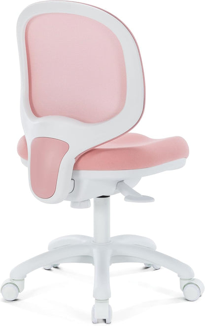 Kids Desk Chair, Boy's Girl's Child Children Study Office Computer Chair, Ergonomic Design, Adjustable Height and Seat Depth (Peach Pink)