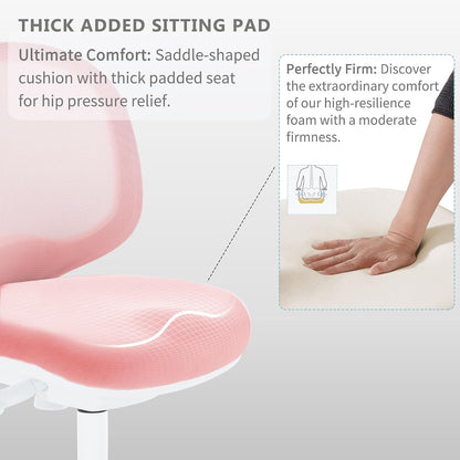 Kids Desk Chair, Boy's Girl's Child Children Study Office Computer Chair, Ergonomic Design, Adjustable Height and Seat Depth (Peach Pink)