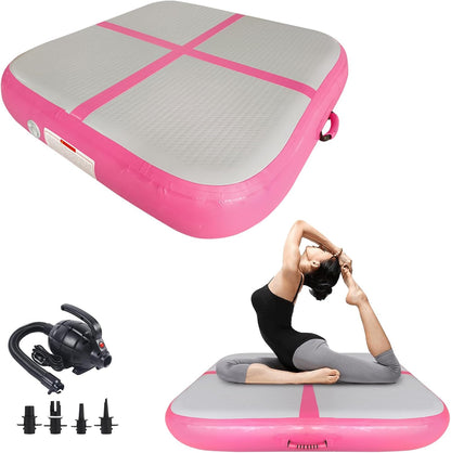 Gymnastics Air Roller Air Barrel Inflatable Tumbling Mat, Tumble Track Backhandspring Mat Gymnastic Equipment with Pump for Yoga Training Cheerleading Home Use