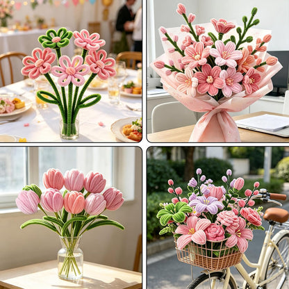 320 Pcs Pipe Cleaners Bulk Pipe Cleaner Flower Kit Craft Supplies Soft and Flexible Creative Suitable for Art DIY Packaging and Decoration- Green, Light Pink, Pink, Dark Pink
