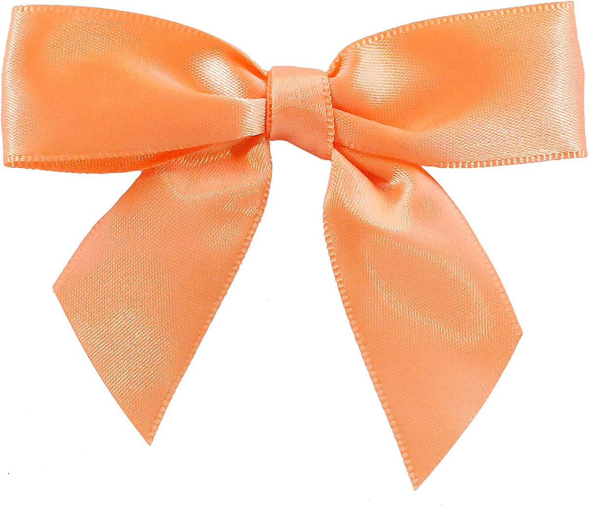5171-06203-2X1 Satin Twist Tie Bows - Small Bows, 5/8 Inch X 100 Pieces, Peach