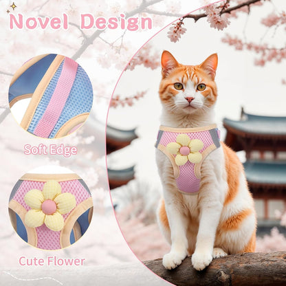Cat Harness and Leash Set, Escape Proof Soft Vest Walk Pink XS