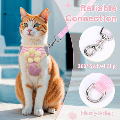 Cat Harness and Leash Set, Escape Proof Soft Vest Walk Pink XS