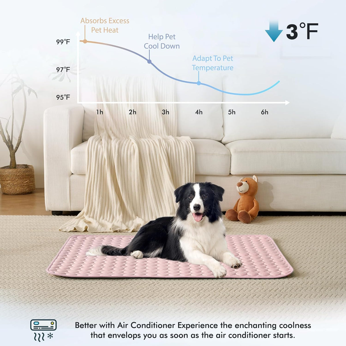 Summer Cooling Mat & Sleeping Pad- Water Absorption Top, Materials Safe, Easy Carry, EZ Clean. Keep Cooling for Pets, Kids and Adults.(Pink, 40" x 28")