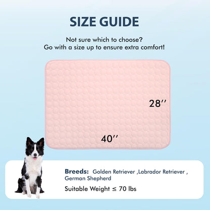 Summer Cooling Mat & Sleeping Pad- Water Absorption Top, Materials Safe, Easy Carry, EZ Clean. Keep Cooling for Pets, Kids and Adults.(Pink, 40" x 28")