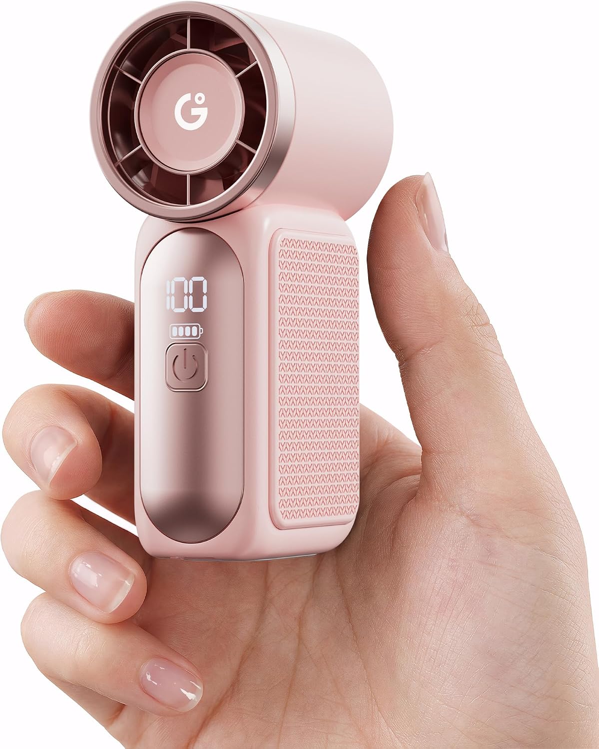 Portable Handheld Mini Fan, 6 Speeds 16900 RPM High Velocity Personal Fan with LED Display, USB Rechargeable, Mini Fan with Lanyard for Makeup, Travel, Outdoor Fan for Women Girl Gift, Pink