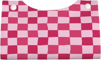 Pink Checkerboard Pattern Rectangle Tissue Box Cover PVC Faux Leather Tissue Boxes Holder Lightweight Tissue Box Cube for Bathroom Home Car Office