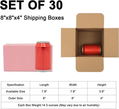 8x8x4 Medium Shipping Boxes, 30 Pack Pink Cardboard Mailer Box, Gift Boxes for Packaging Small Business