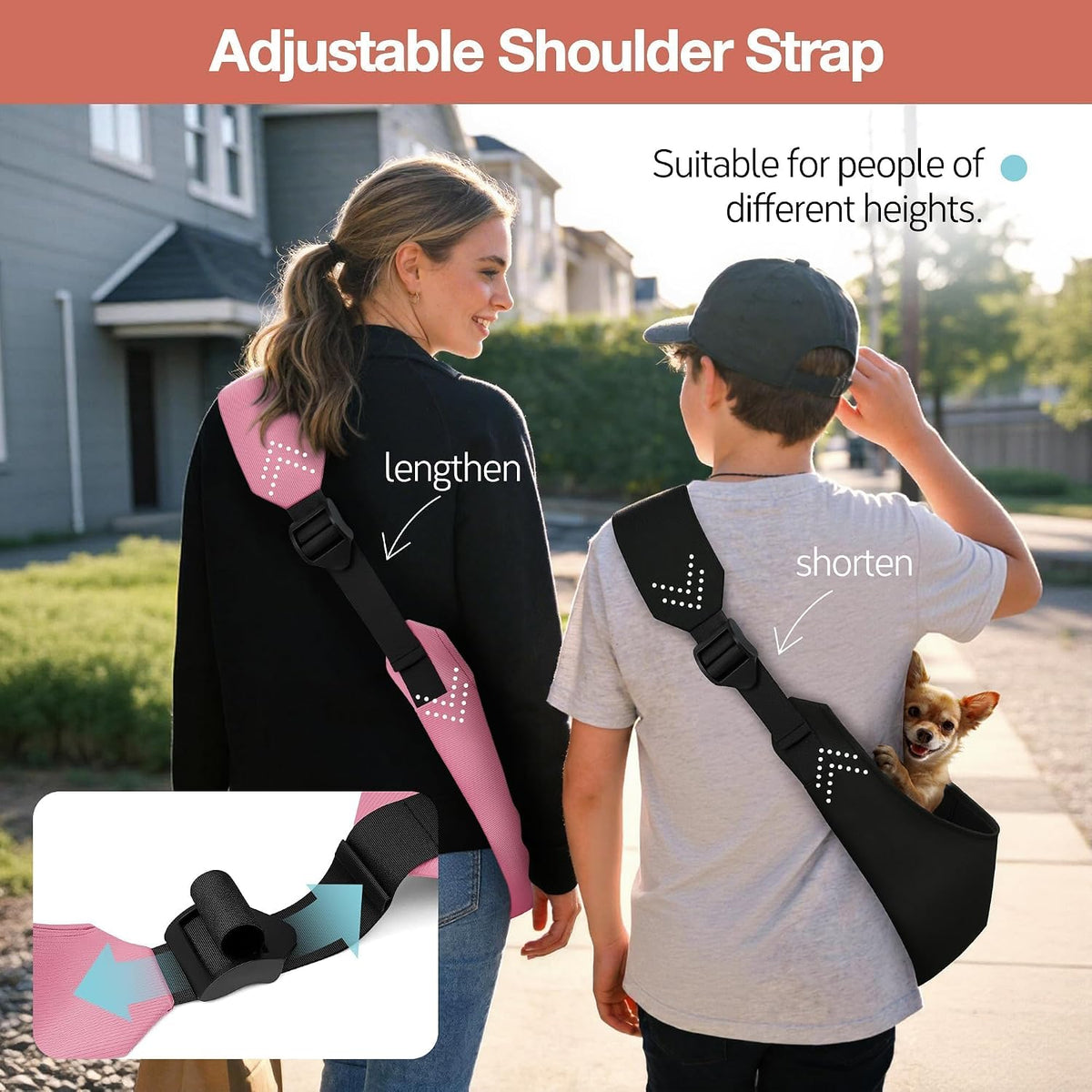 Adjustable Dog Sling Carrier for Small Dogs, Puppy Crossbody Carrier