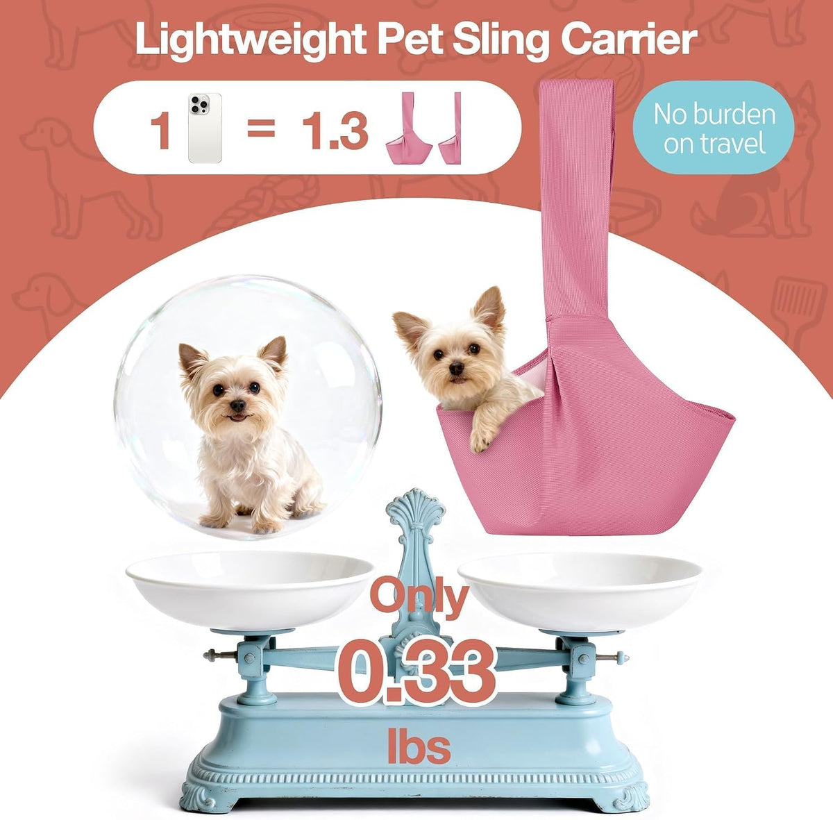 Adjustable Dog Sling Carrier for Small Dogs, Puppy Crossbody Carrier