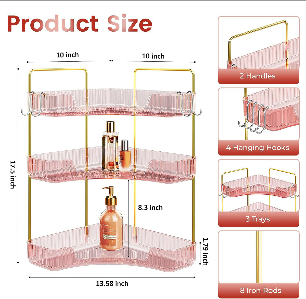 Corner Bathroom Counter Organizer 3-Tier Bathroom Organizer