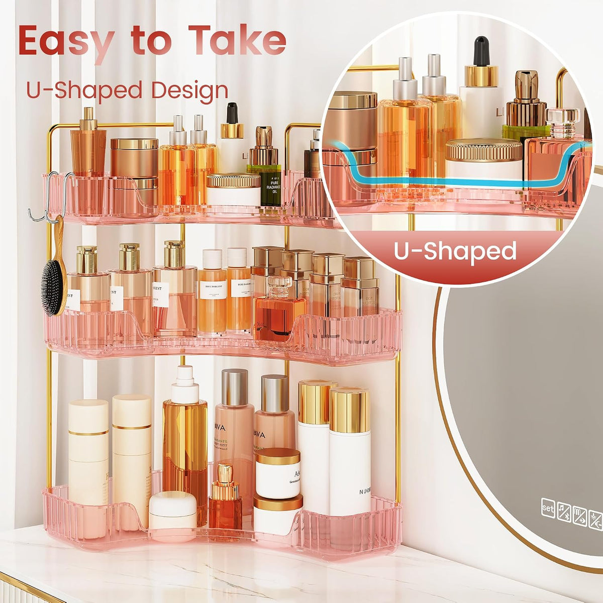 Corner Bathroom Counter Organizer 3-Tier Bathroom Organizer