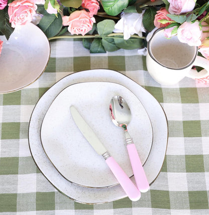 ANNOVA Silverware Set 20 Pieces Cutlery Stainless Steel Colorful Fun Handle Flatware Service for 4 - Dinner Knife, Dinner Fork, Salad fork, Dinner Spoon, Dessert Spoon (Light Pink, 20 Pieces)