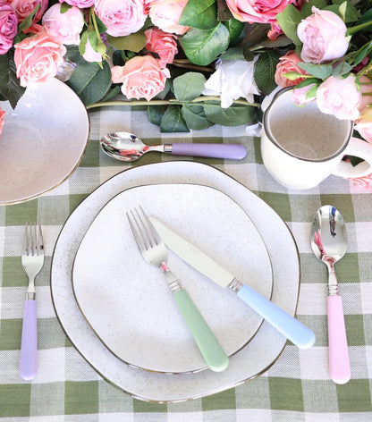 ANNOVA Silverware Set 20 Pieces Cutlery Stainless Steel Colorful Fun Handle Flatware Service for 4 - Dinner Knife, Dinner Fork, Salad fork, Dinner Spoon, Dessert Spoon (Light Pink, 20 Pieces)
