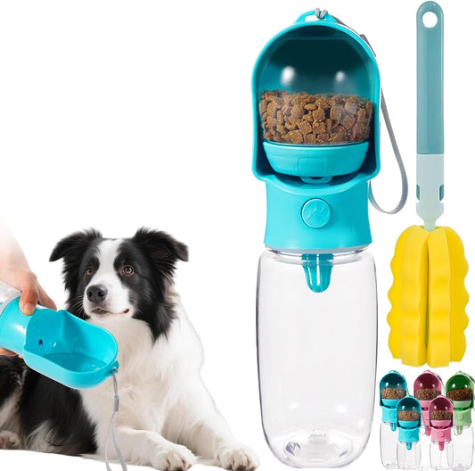 Dog Water Bottle with Food Storage Compartment Portable Pet Dispenser Dogs Stuff Water Bottle Puppy Supplies Portable Travel Dogs Bowls Dog Accessories for Walking and Hiking