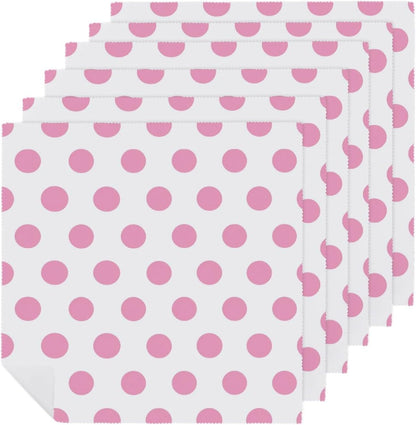 Light Pink Dot Cloth Napkins Set of 6, Square Premium Reusable Washable Polyester Table Linen Napkin for Dinner Party