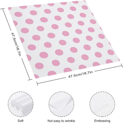 Light Pink Dot Cloth Napkins Set of 6, Square Premium Reusable Washable Polyester Table Linen Napkin for Dinner Party