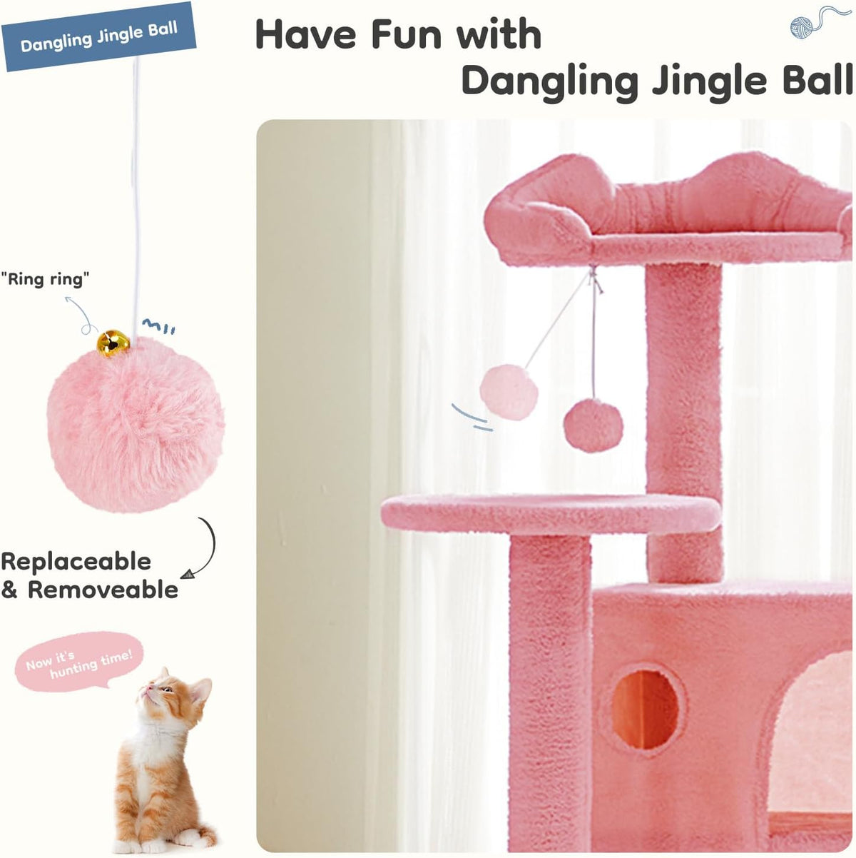 DUMOS 54-inch Cat Tree Tower with Scratching Posts, Indoor Use