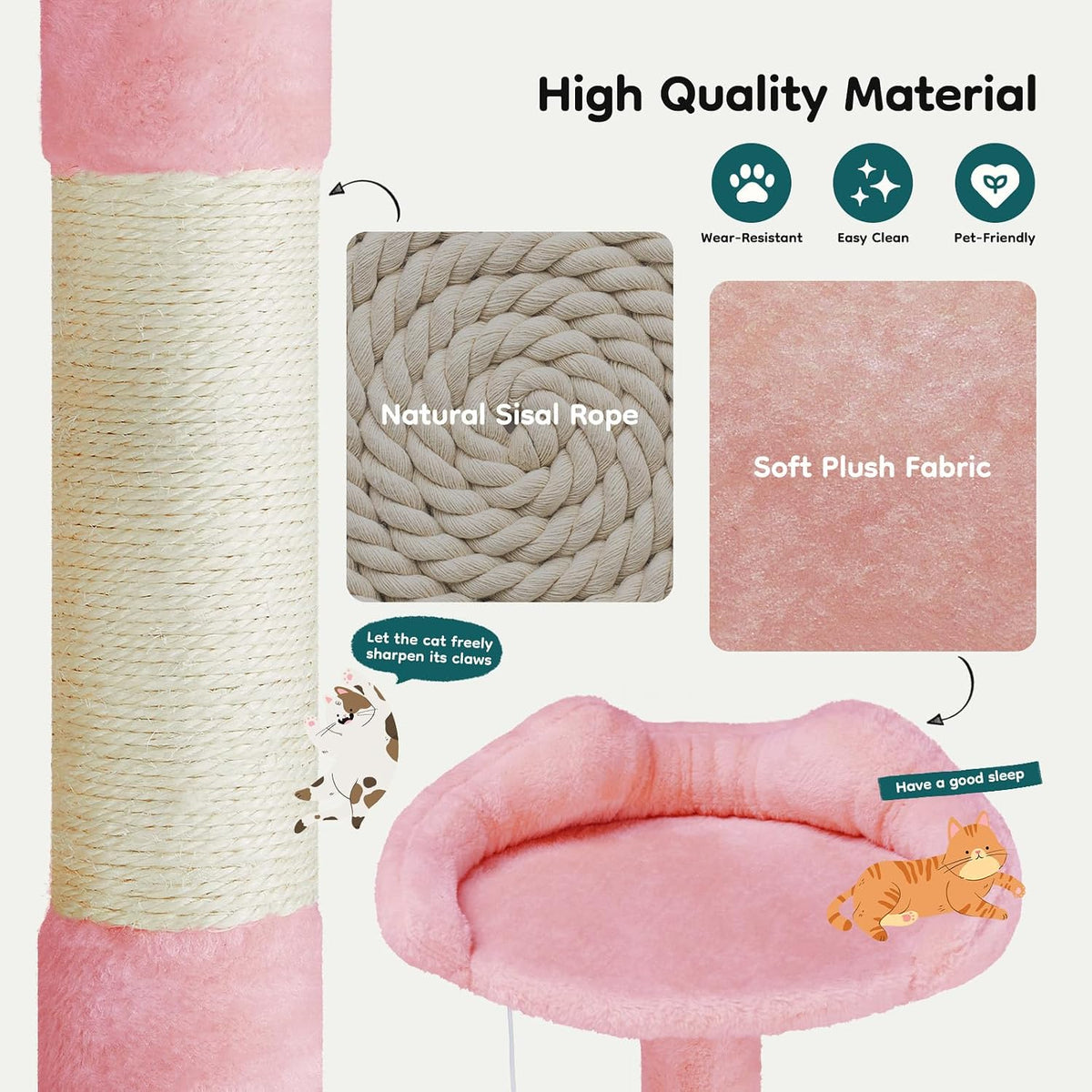 DUMOS 54-inch Cat Tree Tower with Scratching Posts, Indoor Use