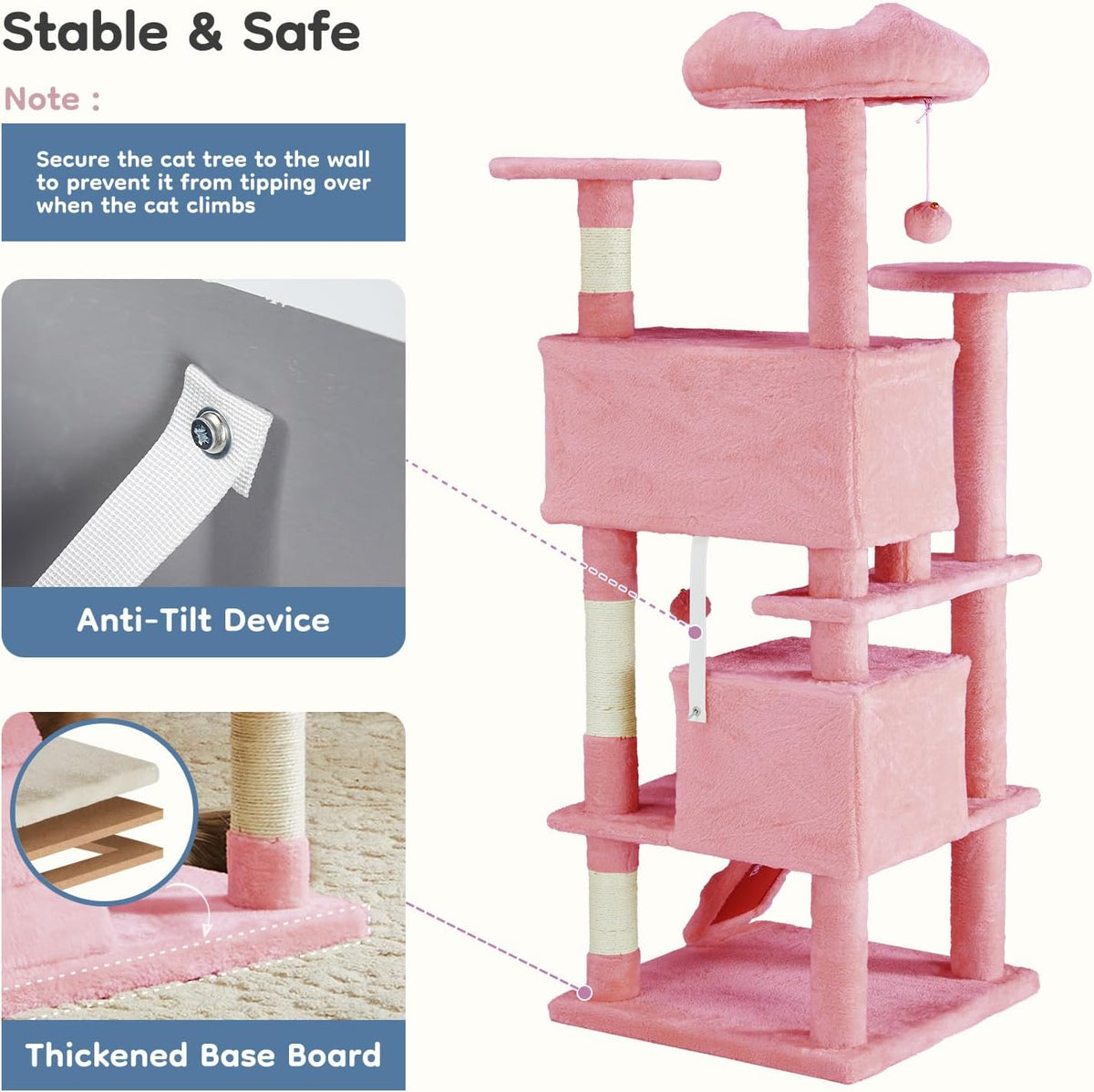 DUMOS 54-inch Cat Tree Tower with Scratching Posts, Indoor Use