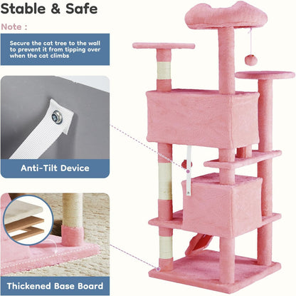 DUMOS 54-inch Cat Tree Tower with Scratching Posts, Indoor Use