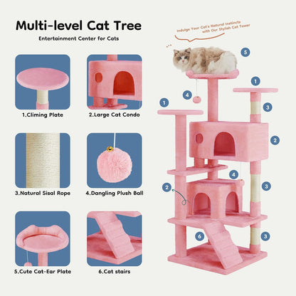 DUMOS 54-inch Cat Tree Tower with Scratching Posts, Indoor Use