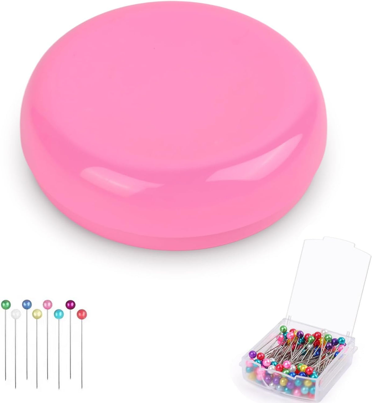 Magnetic Pin Cushion with 100pcs Butterfly Head Straight Pins, Bobby Pin Holder for Sewing, Magnet Needle Cushion, Paper Clip Collector, Secure Pin Storager, Sewing & Quilting Accessories