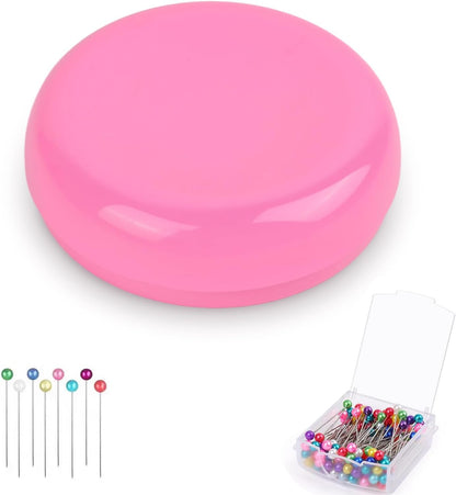 Magnetic Pin Cushion with 100pcs Butterfly Head Straight Pins, Bobby Pin Holder for Sewing, Magnet Needle Cushion, Paper Clip Collector, Secure Pin Storager, Sewing & Quilting Accessories