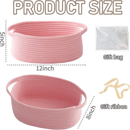 Small Woven Basket, Empty Gift Basket, Pink/1 Pack